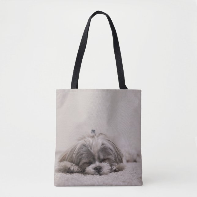 Spipande Shih tzu Tote Bag, Spipande Hund Tygkasse (Framsida)