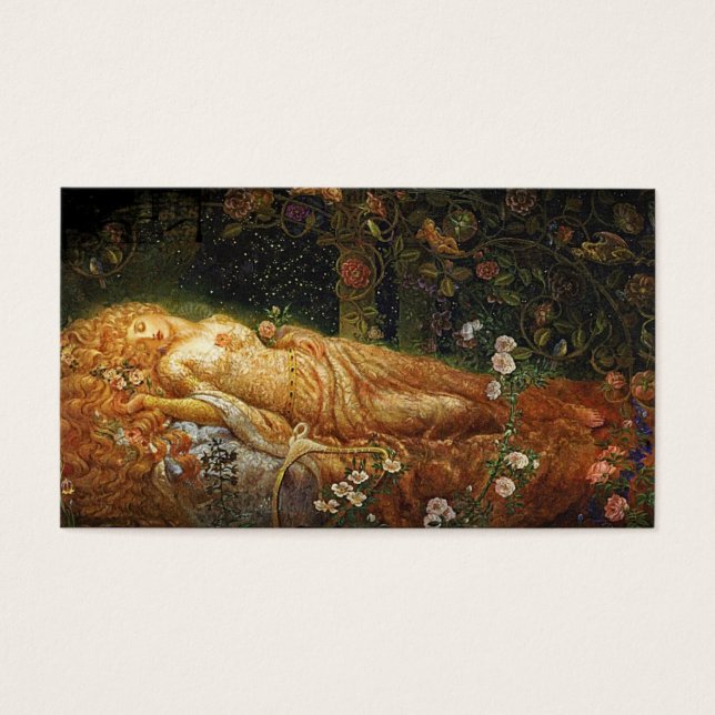 Spipande skönhet och harp visitkort (Framsidan)