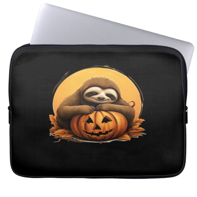Spipande Sloth och Halloween Pumpkin Classic T-Shi Laptop Fodral (Framsidan)
