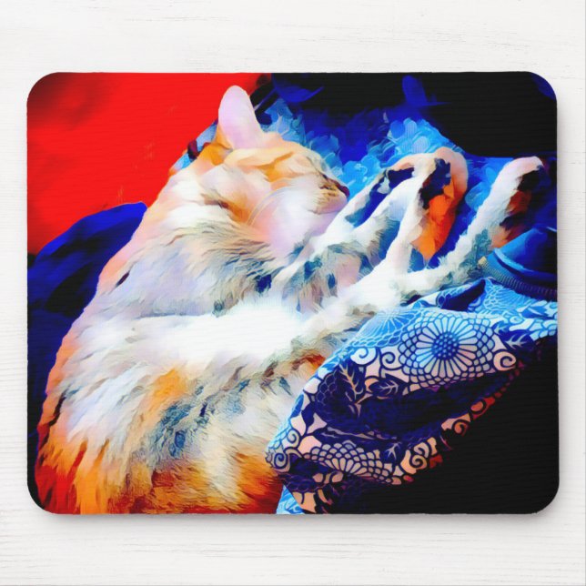 Spipande Tabby katt Colorful Mousepad Musmatta (Framsidan)