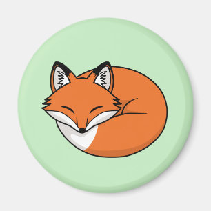 Spipande Tecknad Fox på Grönt Magnet