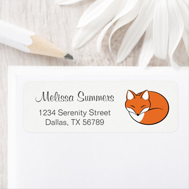 Spipande Tecknad Fox Returadress Etikett (Insitu)
