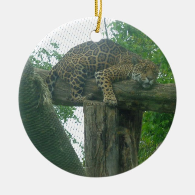 Spipande tigern på Träd, skogen, naturen, vilda dj Julgransprydnad Keramik (Framsidan)