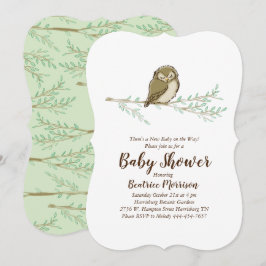 Spipande Uggla Baby Shower Woodland Bird Inbjudningar