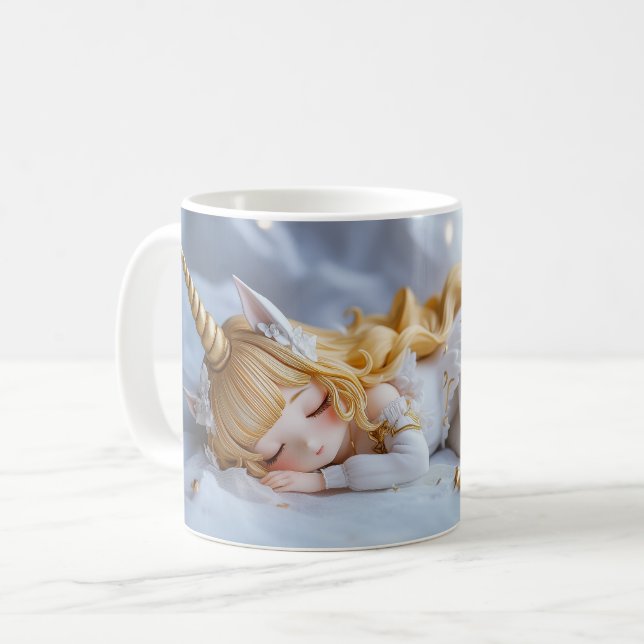 Spipande Unicorn Girl Kaffemugg (Framsida vänster)