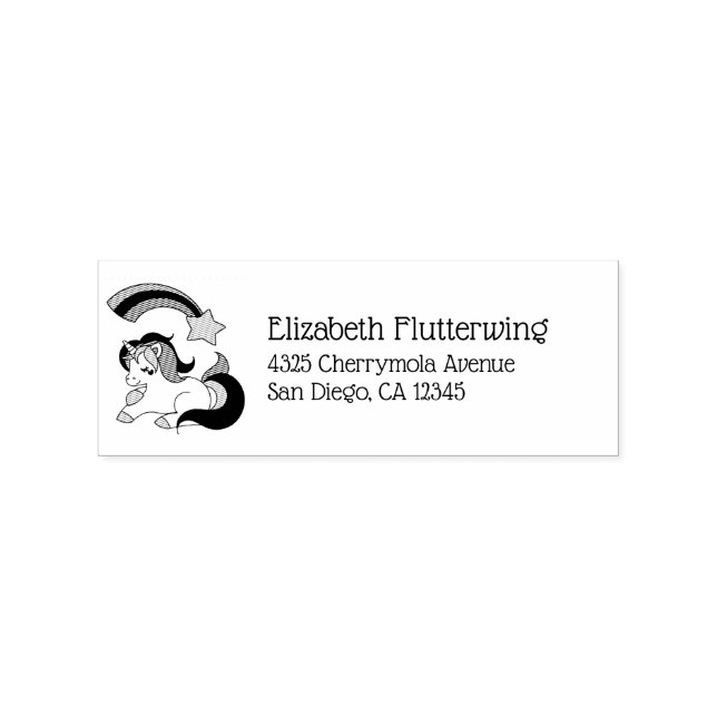 Spipande Unicorn med stöttstjärna Stämpel (Tryck)