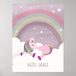 Spipande Unicorn Rainbow Nursery Art Poster