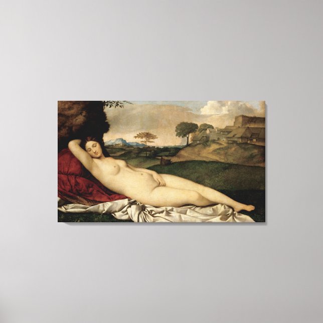 Spipande Venus (av Giorgione) Canvastryck (Framsida)