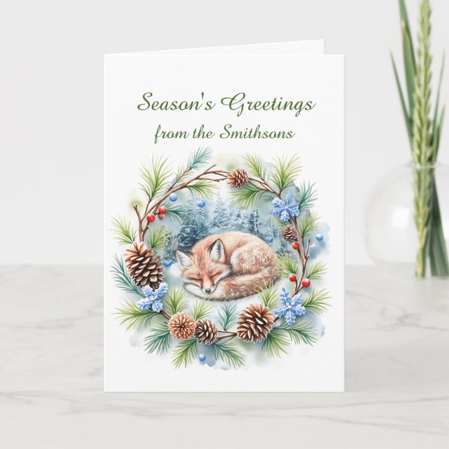 Spipfox i Helgdag Vinterutandning Kort (Framsida)