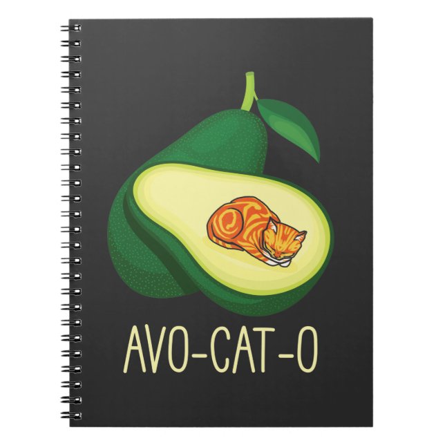 Spipkatt Avocado Cute Vegetable Animal Pun Anteckningsbok (Framsidan)
