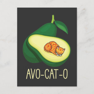 Spipkatt Avocado Cute Vegetable Animal Pun Vykort