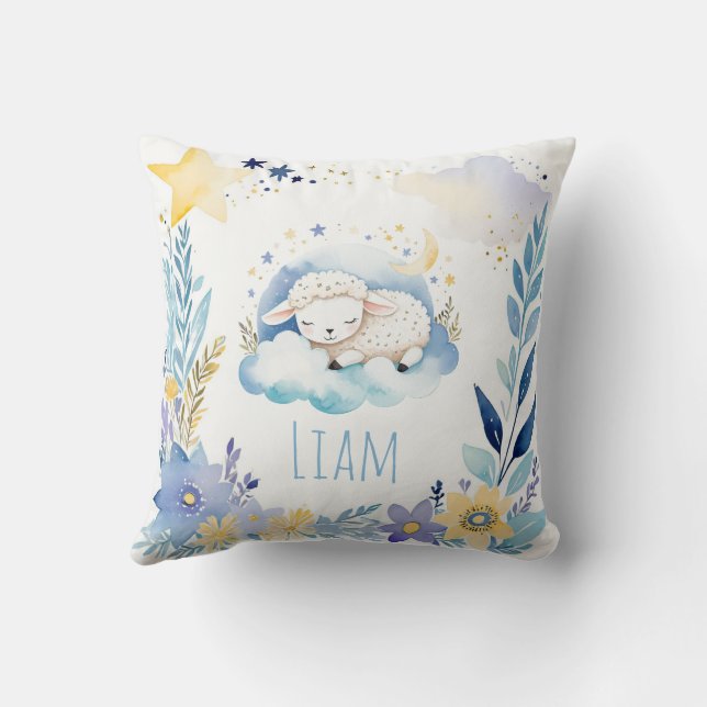 Spiplamb Boho Namn Nursery Pillow Kudde (Baksida)