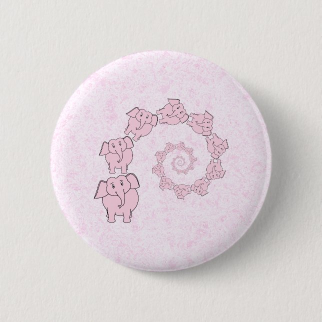 Spiral av rosa elefanter. Rosa bakgrund Knapp (Framsida)
