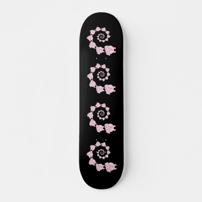 Spiral av rosa Elephants. Skateboard Bräda 19,5 Cm (Framsida)