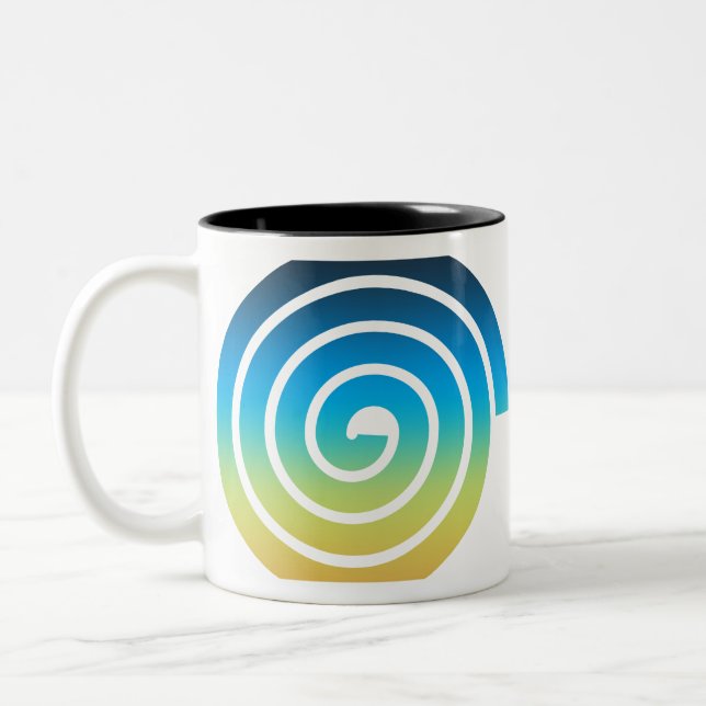 SPIRAL BLÅS OCH GRÖNT Två-Tonad MUGG (Vänster)