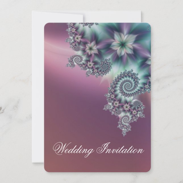 Spiral blommor bröllop inbjudningar (Framsida)