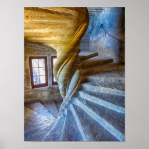 Spiral Castle Staircase, Frankrike Poster