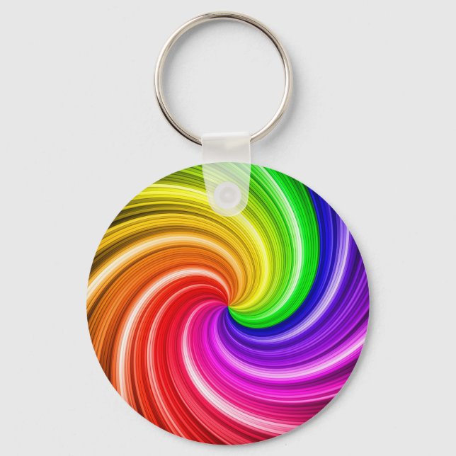 Spiral Colorful Tie Dye Rainbow Swirl Art Mönster Nyckelring (Framsida)