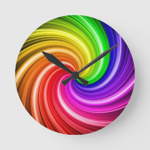 Spiral Colorful Tie Dye Rainbow Swirl Art Mönster Rund Klocka