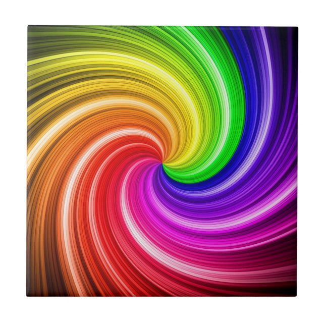 Spiral Colorour Tie Dye Rainbow Swirl Art Mönster Kakelplatta (Framsidan)