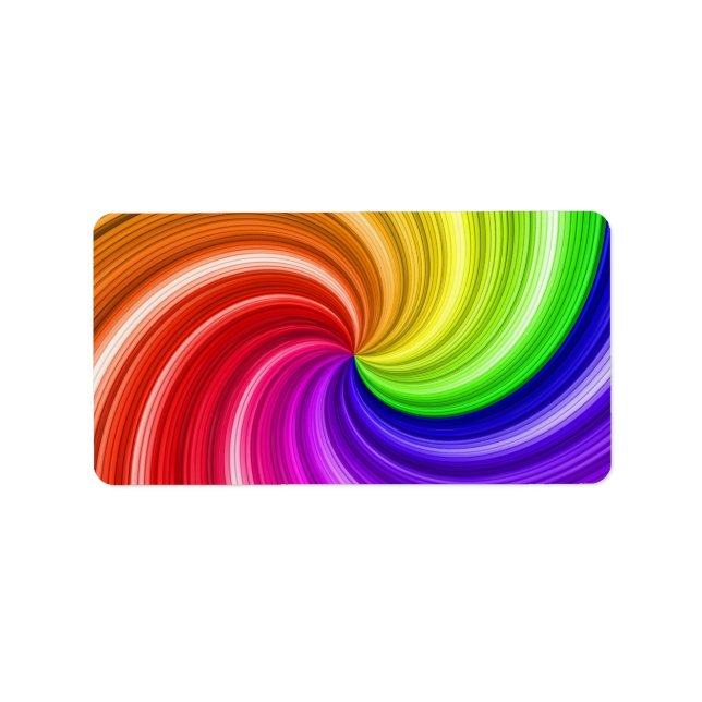 Spiral Färgglad Tie Dye Regnbåge Virvel Konst Möns Adressetikett (Framsidan)