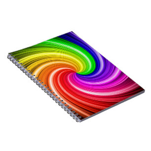 Spiral Färgglad Tie Dye Regnbåge Virvel Konst Möns Anteckningsbok