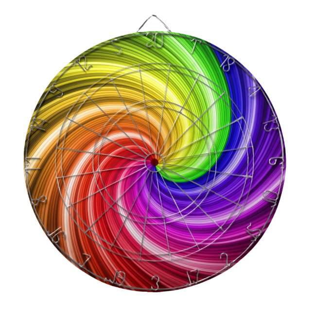 Spiral Färgglad Tie Dye Regnbåge Virvel Konst Möns Darttavla (Framsidan)