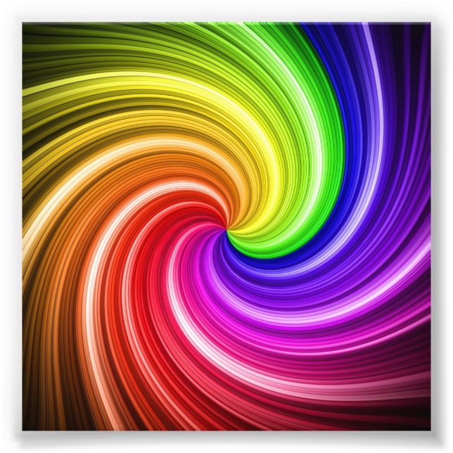 Spiral Färgglad Tie Dye Regnbåge Virvel Konst Möns Fototryck (Framsidan)