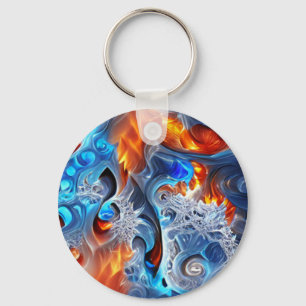 Spiral Fire and Ice Fractal Artwork Nyckelring