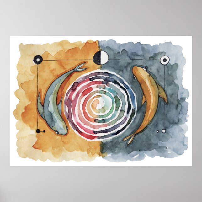 Spiral Fish Art Print Poster (Framsidan)