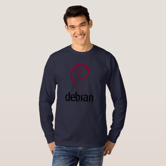 Spiral för logotypen för det Debian ord virvlar Tee Shirt (Hel framsida)