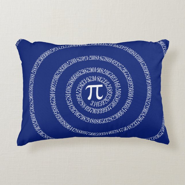 Spiral för pi-nummer på marinblå däck prydnadskudde (Framsidan)