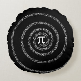 Spiral för Pi numrerar på svart Rund Kudde