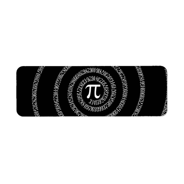 Spiral för Pi på Solid Black Returadress Etikett (Framsidan)