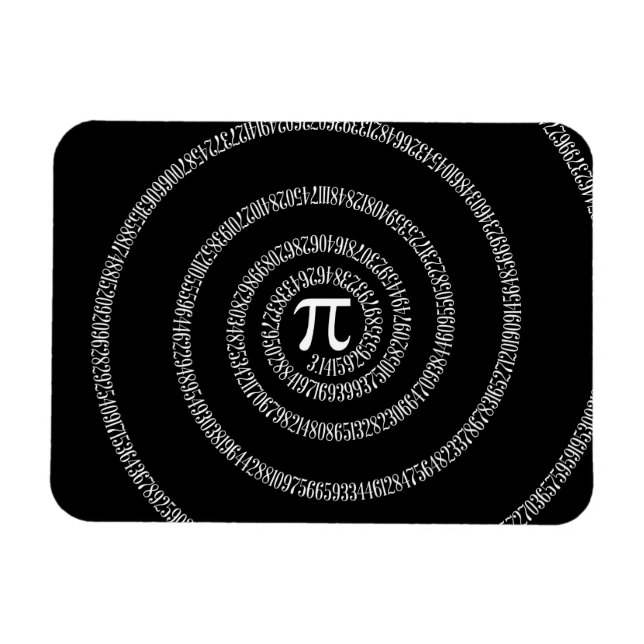 Spiral för Pi på svart dekan Magnet (Horisontell)