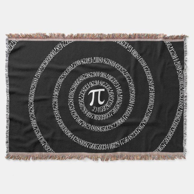 Spiral för Pi på svart dekan Mysfilt (Framsidan)