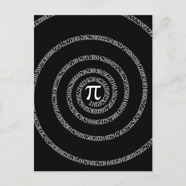Spiral för Pi på svart dekan Vykort (Framsida)
