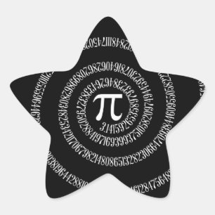 Spiral för Pi-typografi på svart Stjärnformat Klistermärke