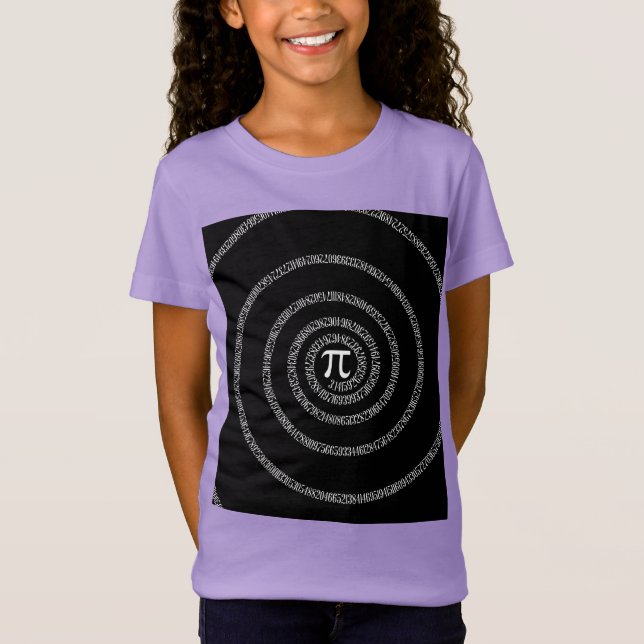 Spiral för Pi vid Svarta Stil Tee Shirt (Framsida)