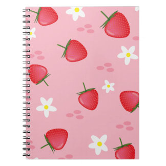 Spiral fotopatbok, jordgubbsbär, rosa anteckningsbok