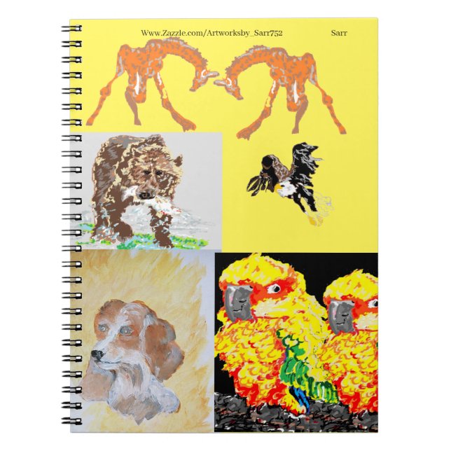 Spiral fotopatbok: Omslag av djur Anteckningsbok (Framsidan)