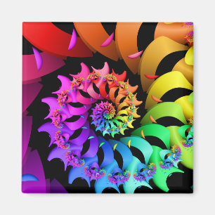 Spiral Fractal för regnbåge Magnet
