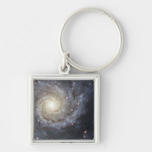 Spiral galax M74 Fyrkantig Silverfärgad Nyckelring