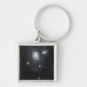 Spiral galax NGC 4911 Fyrkantig Silverfärgad Nyckelring