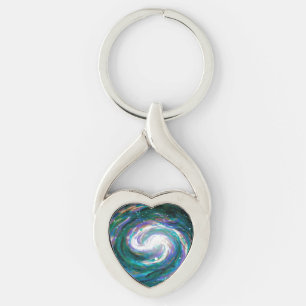 Spiral Galaxy i rymden Twisted Heart Silverfärgad Nyckelring