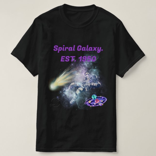Spiral Galaxy l EST 1950 l Coola space l Black T Shirt (Design framsida)