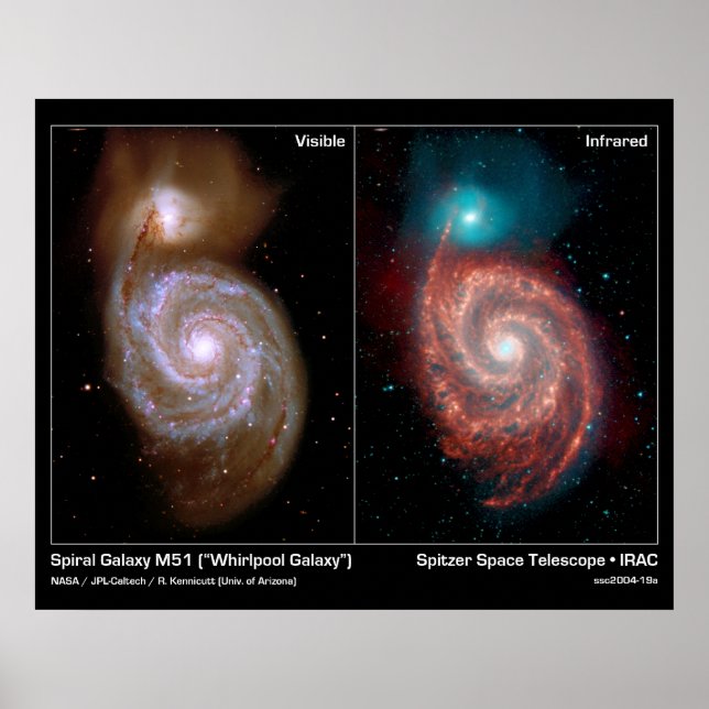 Spiral Galaxy M51 Whirlpool Galaxy Poster/skriver  Poster (Framsidan)