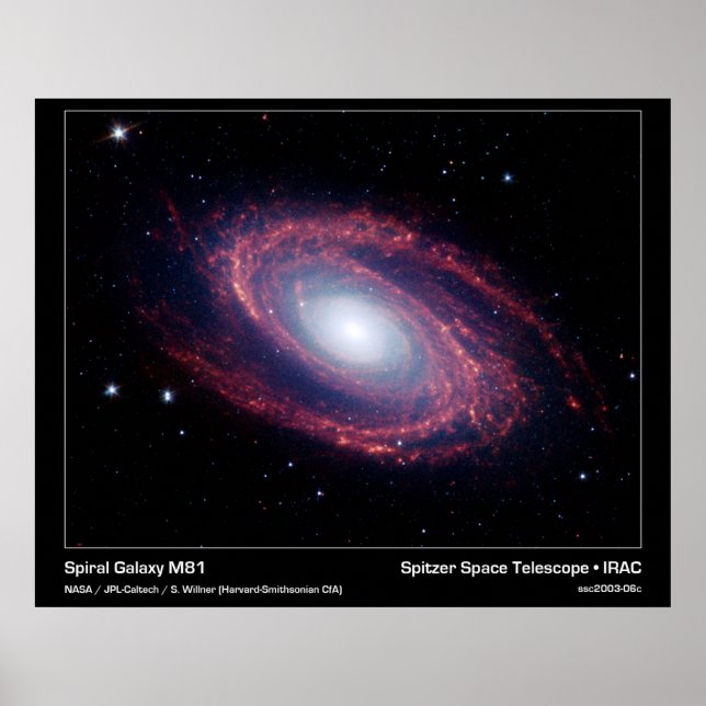 Spiral Galaxy M81 - Spitzer Space Telescope Poster (Framsidan)