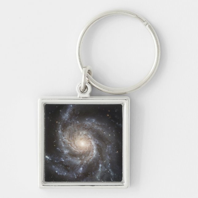 Spiral galaxy Messier 101 Fyrkantig Silverfärgad Nyckelring (Framsidan)