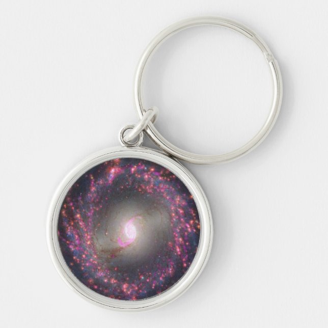 Spiral Galaxy Ngc 3351. Rund Silverfärgad Nyckelring (Framsidan)